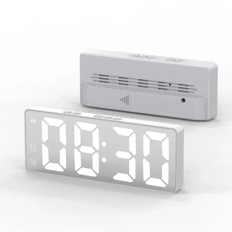 LED Alarm Clock Voice Control Dual Snooze 12/24H
