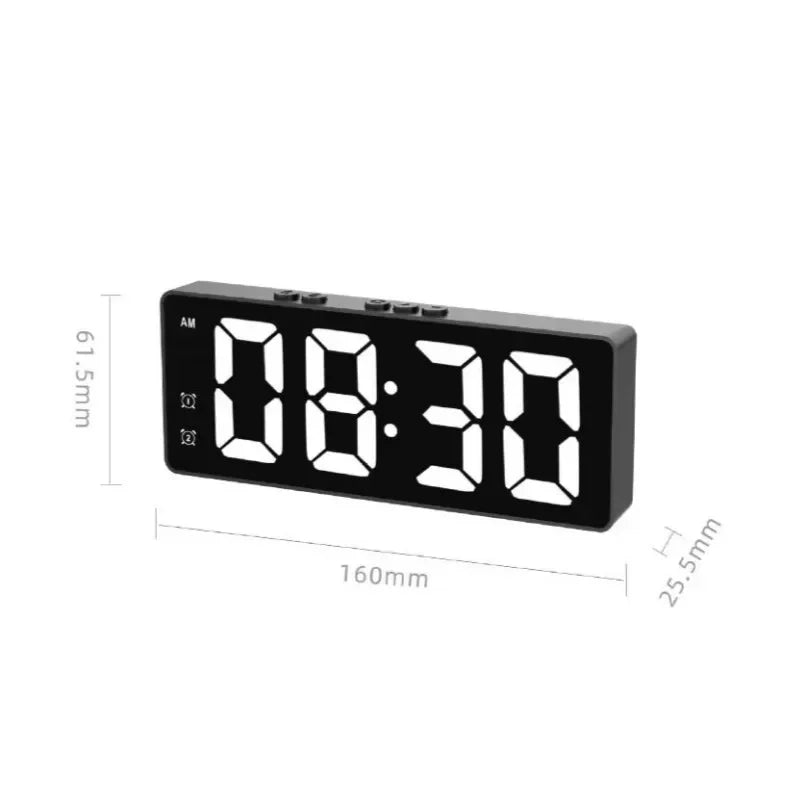 LED Alarm Clock Voice Control Dual Snooze 12/24H