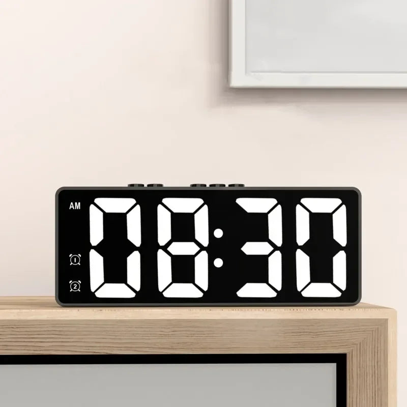 LED Alarm Clock Voice Control Dual Snooze 12/24H