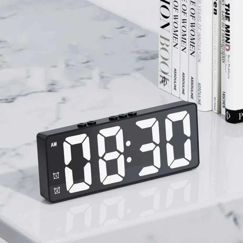 LED Alarm Clock Voice Control Dual Snooze 12/24H